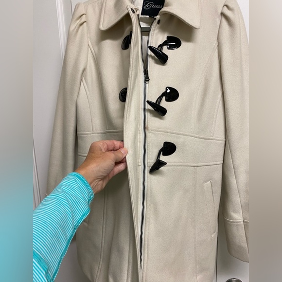 Guess Winter White Wool Toggle Coat L - Picture 11 of 15